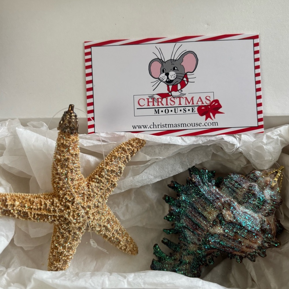 Christmas Mouse Starfish and Seashell Ornaments
